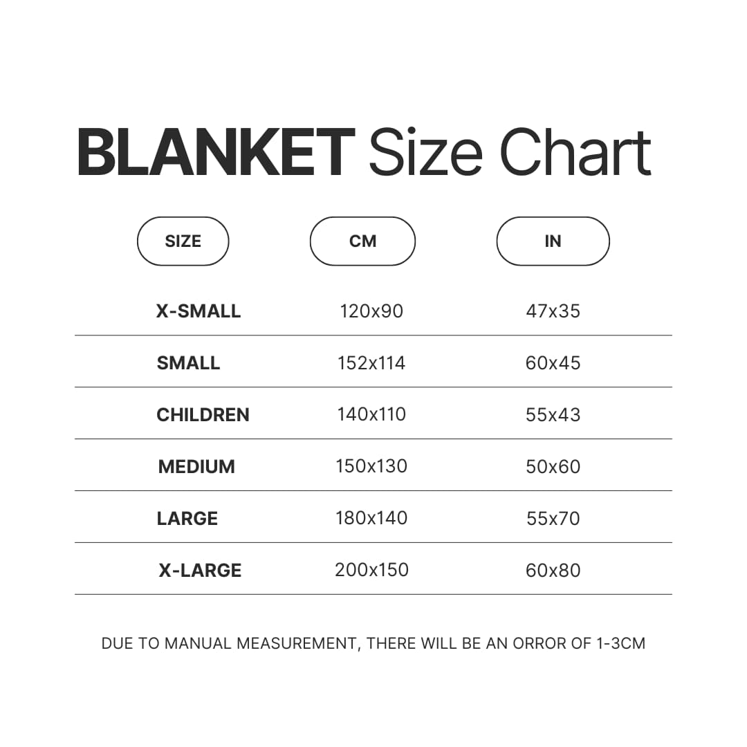 Blanket Size Chart - Five Nights At Freddys Store