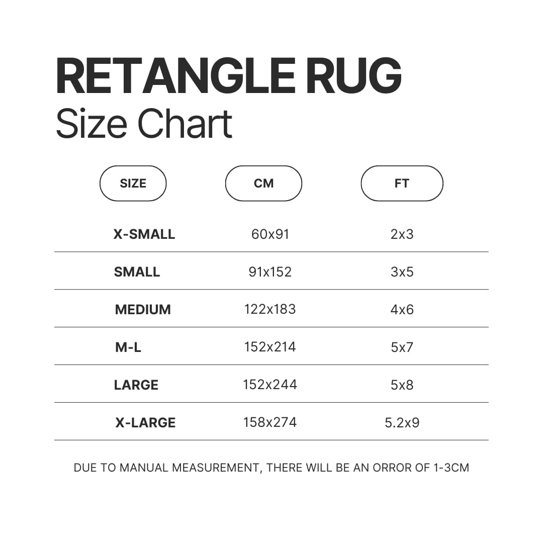 Retangle Rug Size Chart - Five Nights At Freddys Store