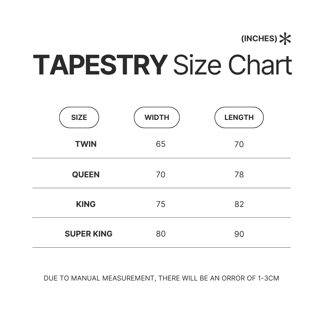 Tapestry Size Chart - Five Nights At Freddys Store