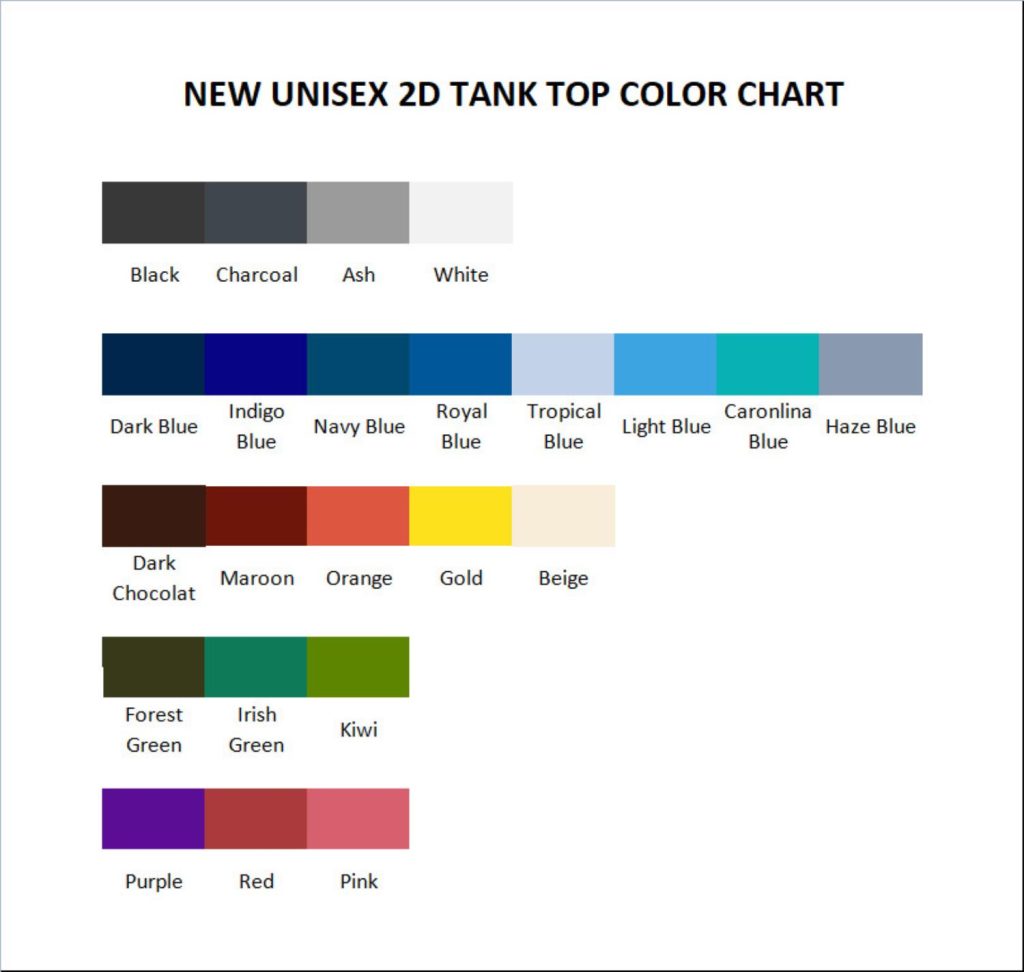 tank top color chart - Five Nights At Freddys Store